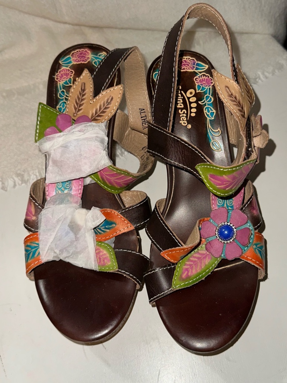 Spring Step L'Artiste Floral Sandals NWOT - size 39 (US 8 - 8 1/2) - Picture 2 of 7